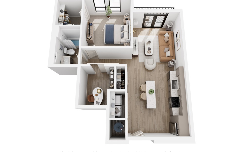 A6 - 1 bedroom floorplan layout with 1 bathroom and 846 square feet (3D) A6 - 1 bedroom floorplan layout with 1 bathroom and 846 square feet (3D)